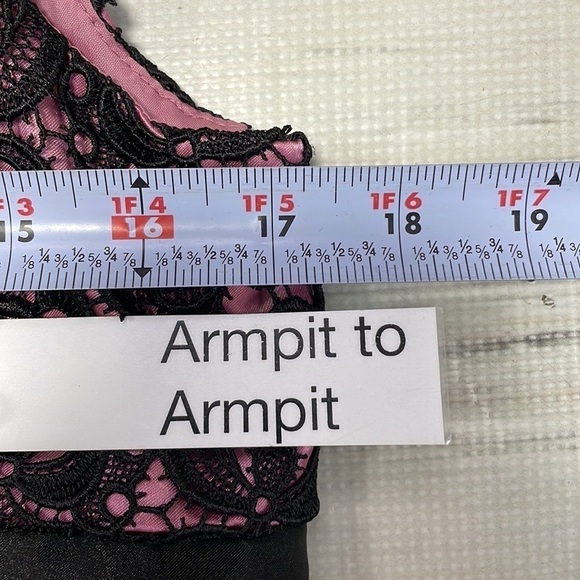 JS Collections Dress Cocktail Party Pink Black Lace Bow Size 12 - Picture 10 of 12